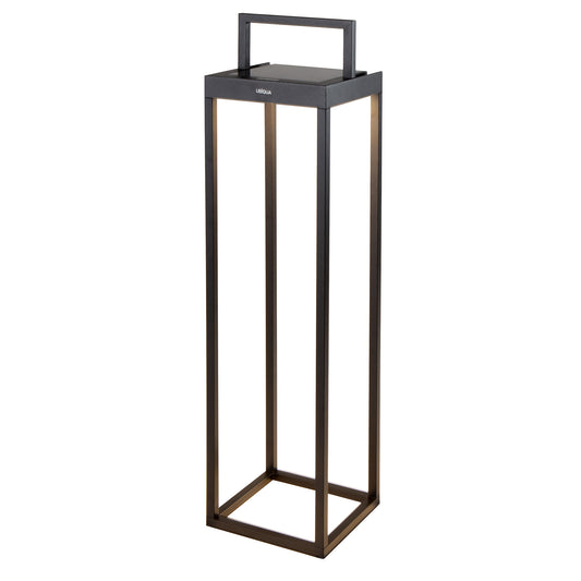 Lanterne sans fil solaire rechargeable en aluminium noire à poser ou à fixer au mur LED blanc chaud dimmable HANDY MAXI H52,5cm