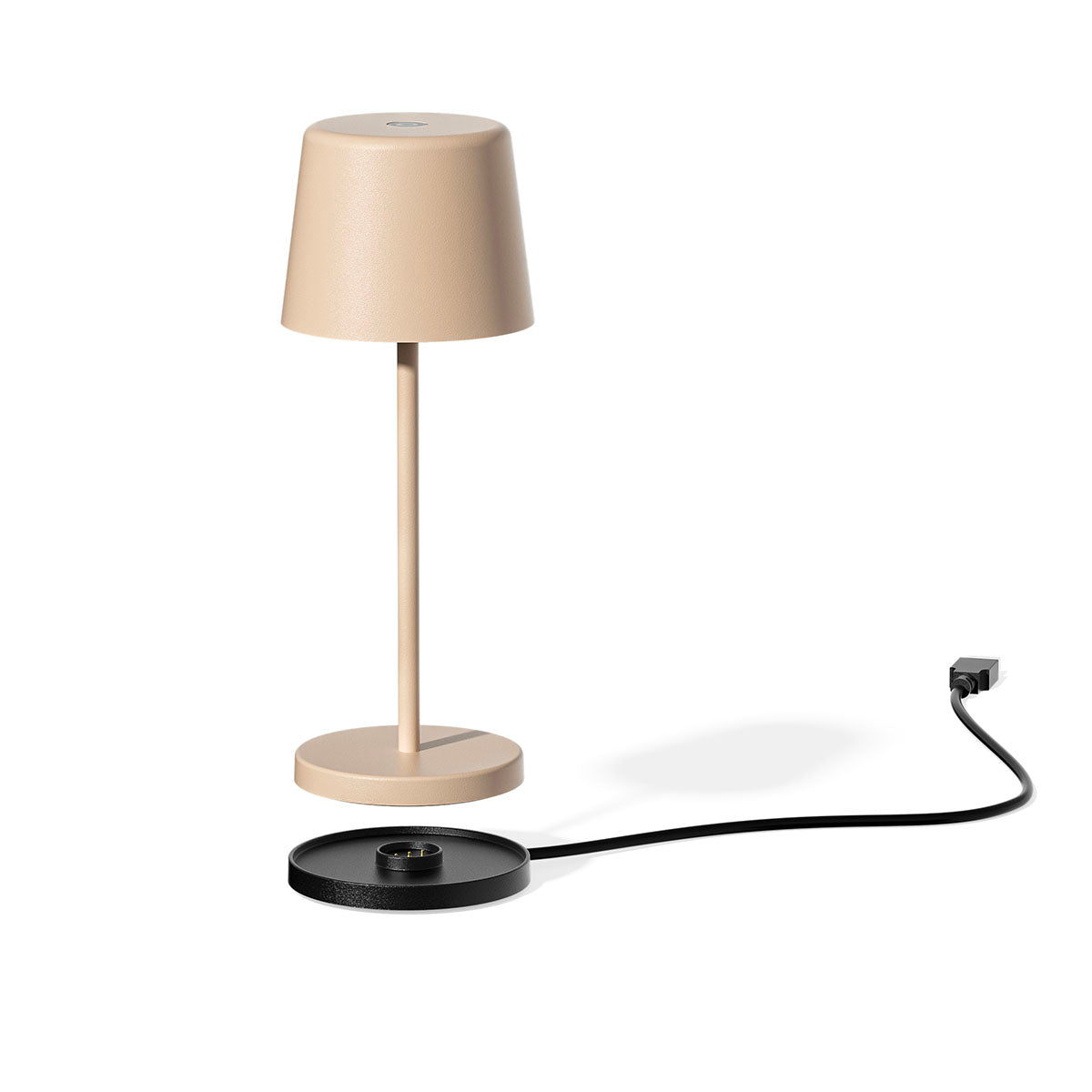 Mini lampe de table touch sans fil en aluminium beige LED KELLY MINI SAND blanc dimmable H22cm