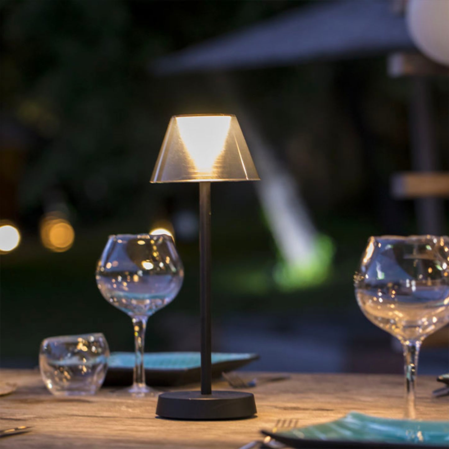 Wireless warm white LED table lamp BEVERLY BLACK H34cm