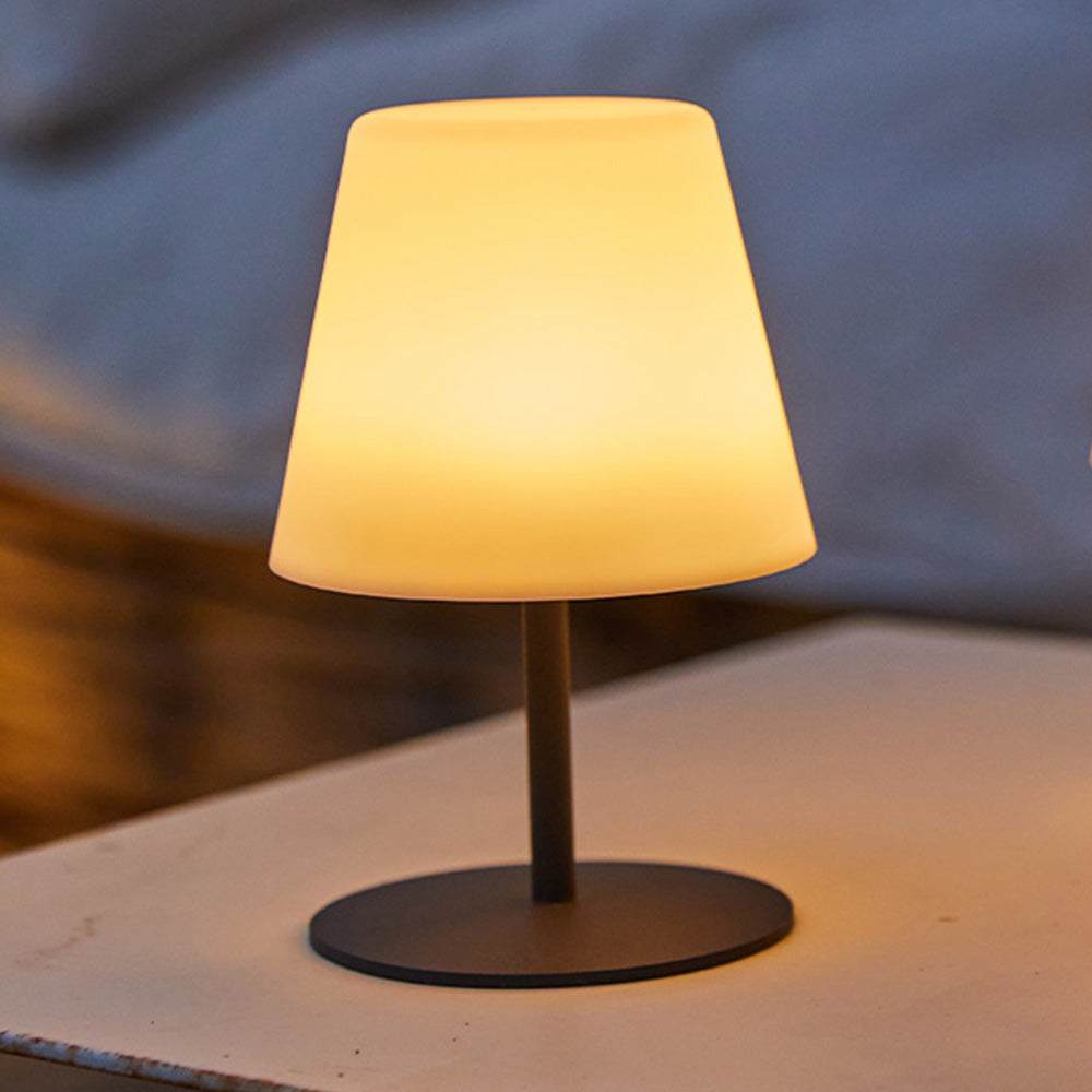 Mini lampe de table sans fil pied en acier gris LED blanc chaud TWINS SOLO ROCK H16cm