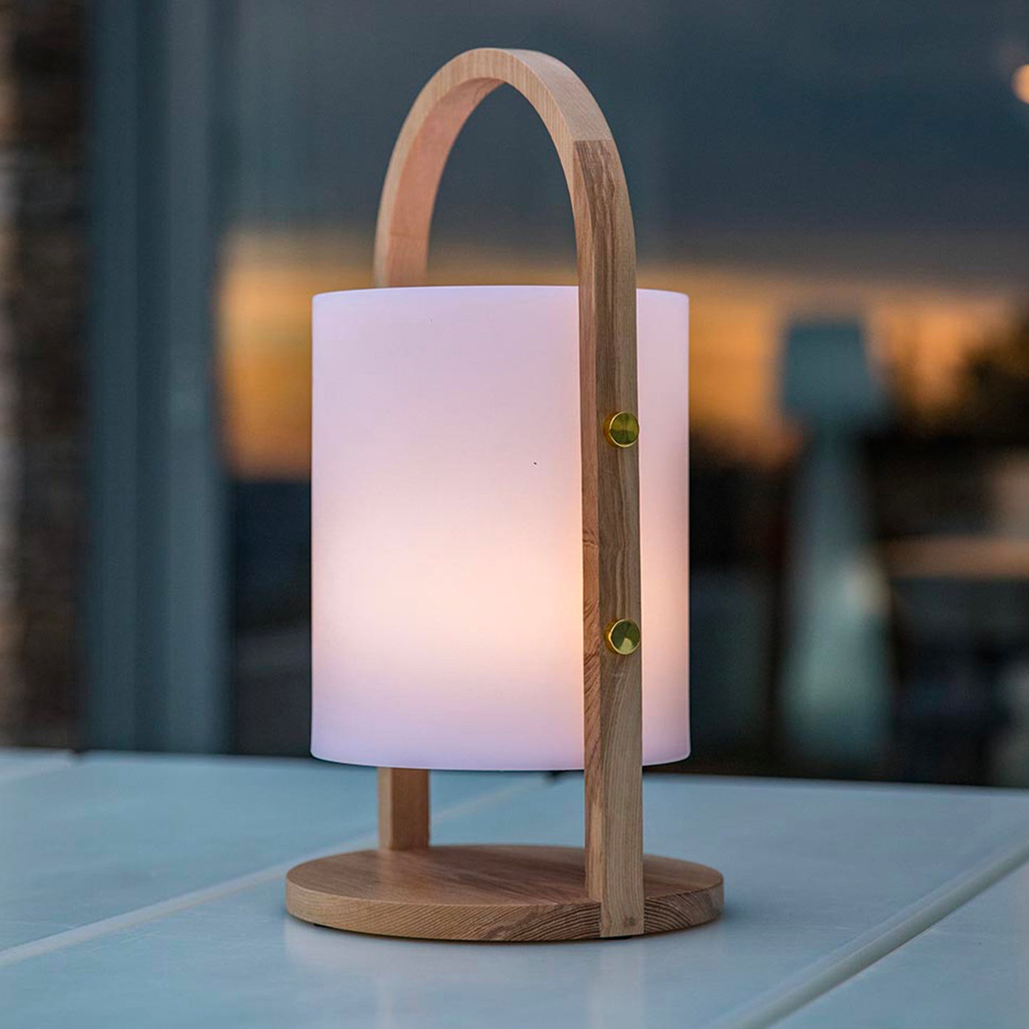 Wireless lantern Scandinavian design natural wood handle LED warm white/white dimmable WOODY H37cm