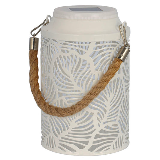 Mini White Solar Lantern Metal Handle Rope Rainbow Shadow Effect Warm White LED MINI RAINBOW H 17.5cm