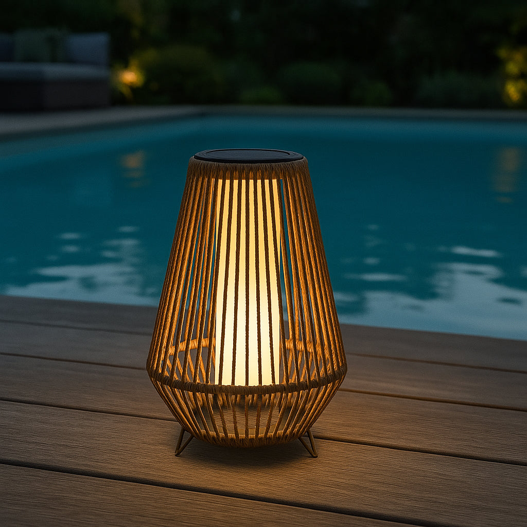 Lanterne solaire décorative avec base LED solaire rechargeable LED blanc chaud SALOMEA TALL H47cm