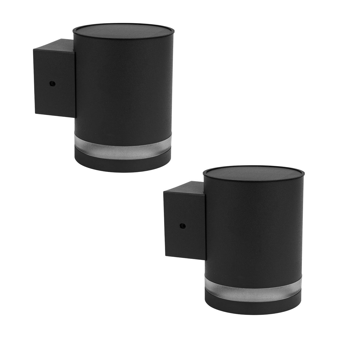 Lot de 2 Appliques Murales Solaires Gris Foncé HELIO - Design Cylindrique Moderne, LED à Lumière Blanc Chaud, Étanches et Idéales pour Jardin, Terrasse et Extérieur