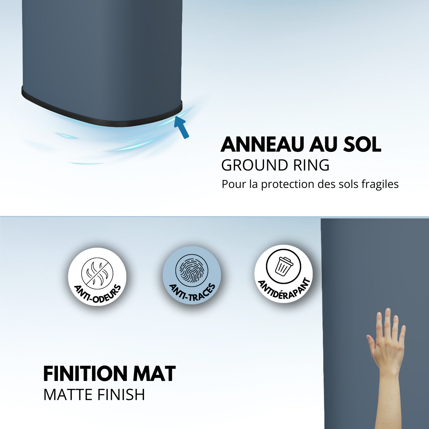 Automatic kitchen bin 58L MAJESTIC large capacity in stainless steel with strapping