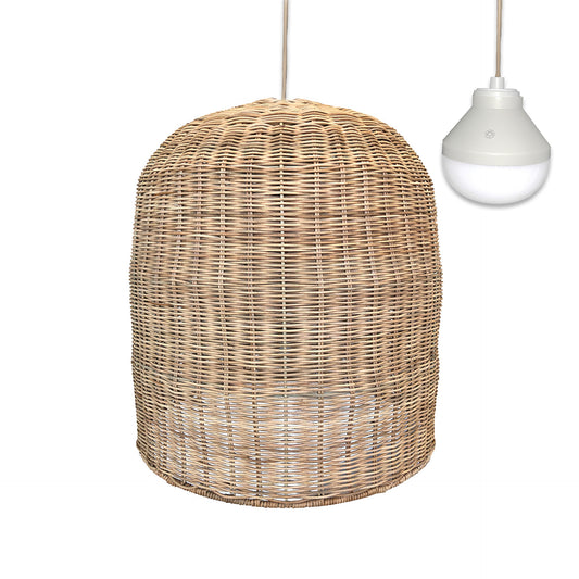 Suspension GIACOMO NOMAD en rotin naturel style bohème avec ampoule LED blanc/RGB nomade