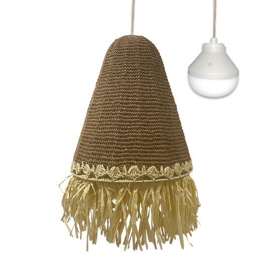 Suspension PALOMA NOMAD en herbe marine style bohème avec ampoule LED blanc/RGB nomade