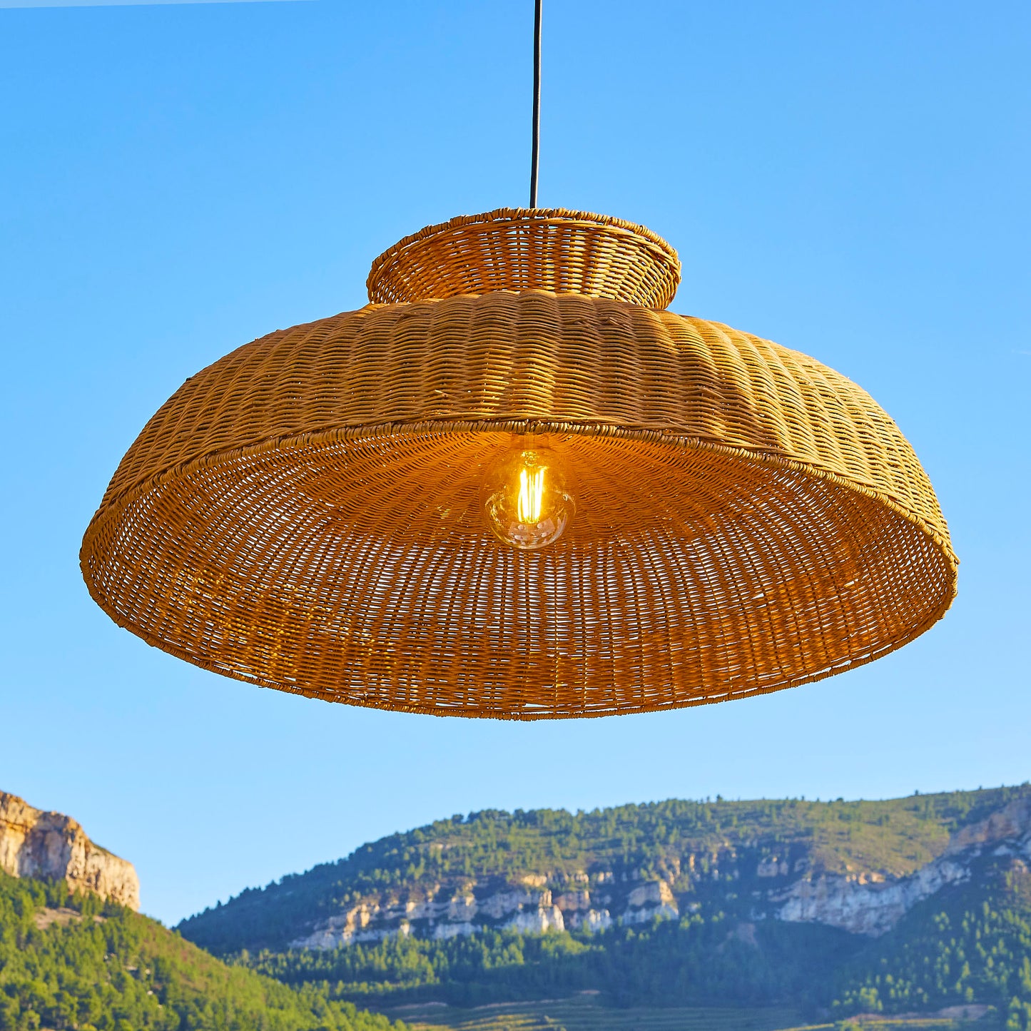Suspension sur secteur pour l'extérieur DARMA OUTDOOR CABLE en rotin naturel style bohème 5m de longueur de câble