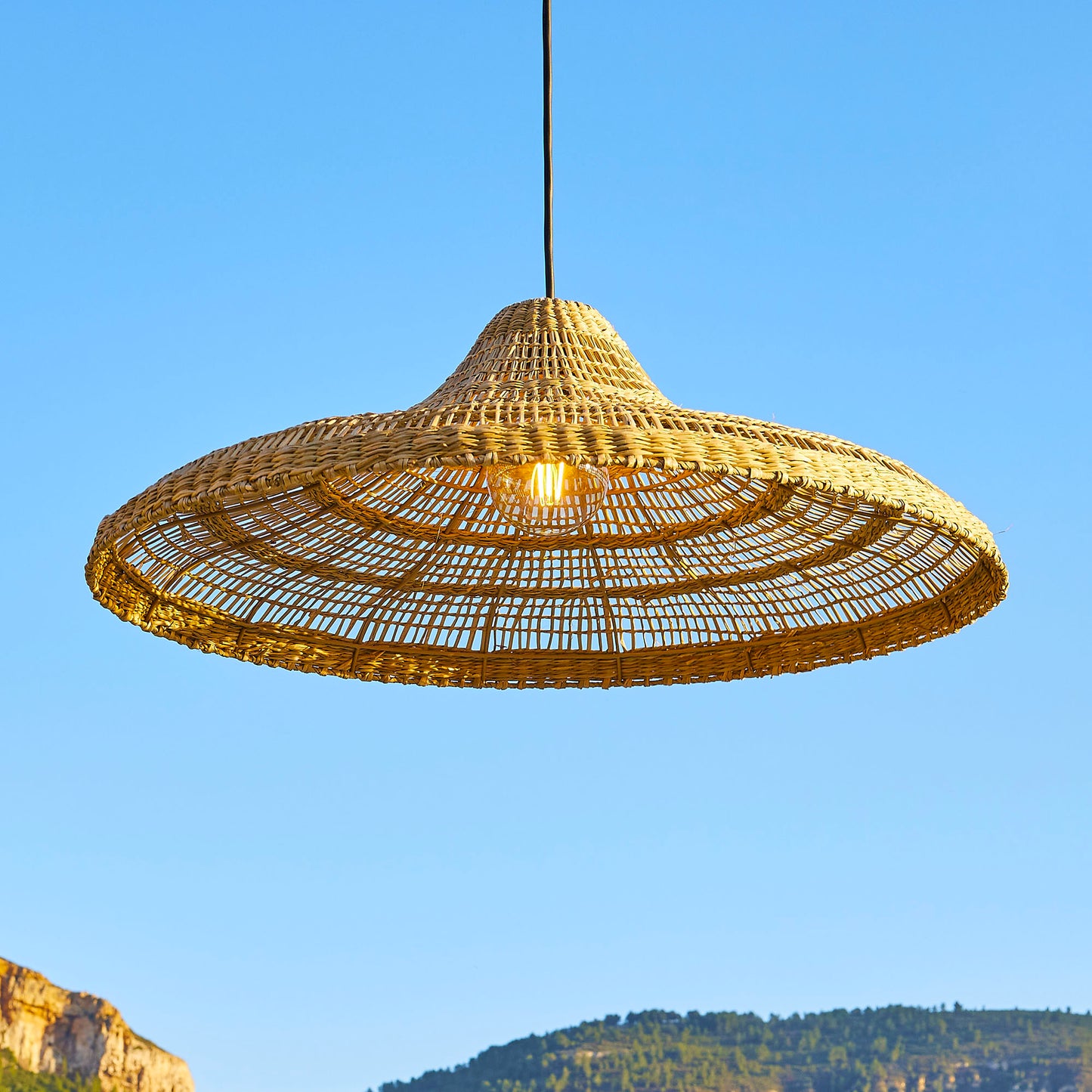 Suspension sur secteur pour l'extérieur FREYA LARGE OUTDOOR CABLE en herbe marine style bohème 5m de longueur de câble
