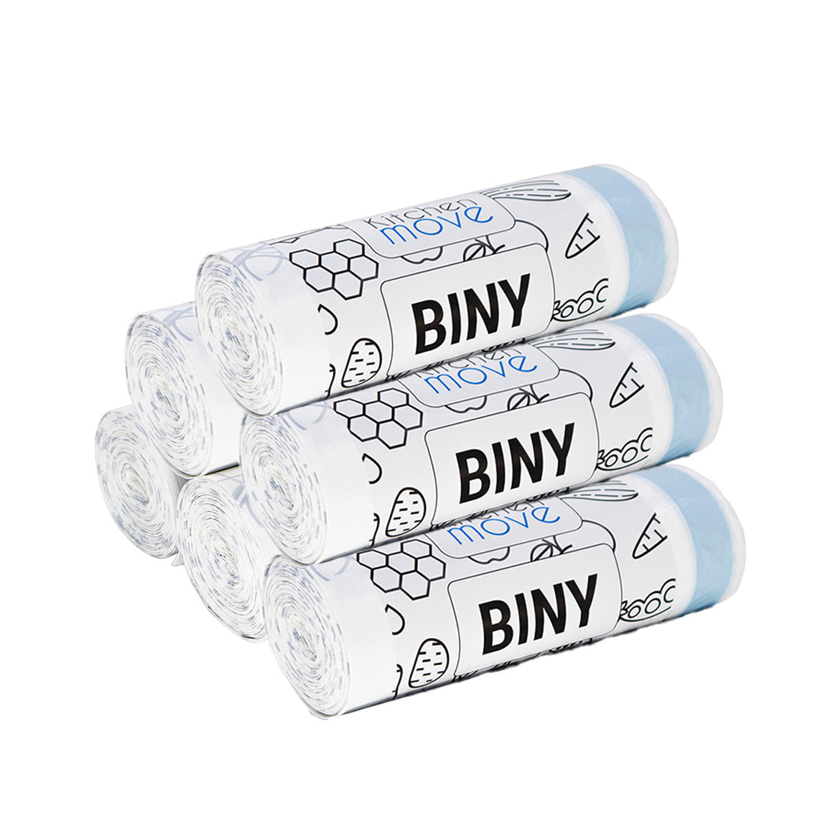 Set of 60 white bin bags 50L 60 x H75 CM BINY Ultra resistant 23 microns with drawstring