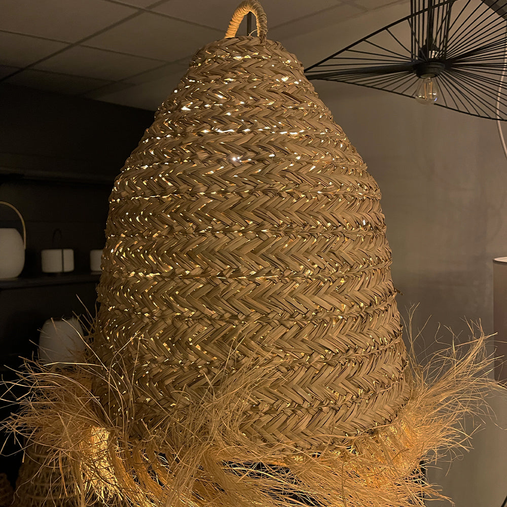 Abat jour naturel ANAFI en jonc de mer style bohème H47cm pour monture électrique E27