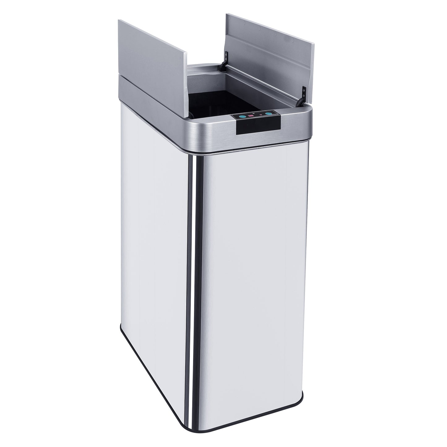 Poubelle de cuisine automatique 60L SILVERLAKE en acier Inox avec cerclage Ouverture papillon grande capacité - REDDECO.com