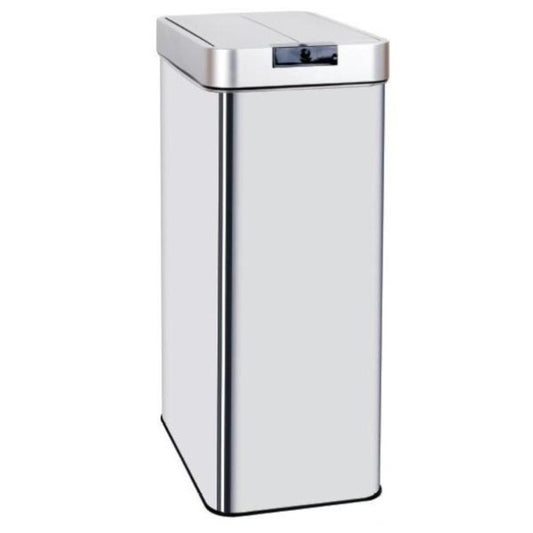 Poubelle de cuisine automatique 70L SILVERLAKE en acier Inox avec cerclage Ouverture papillon grande capacité - REDDECO.com