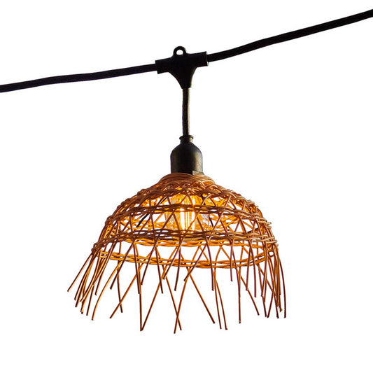 Guirlande lumineuse extérieure raccordable 6m avec 10 ampoules LED filament E27 blanc chaud HAWAII LIGHT Abat-jour polyrotin bohème