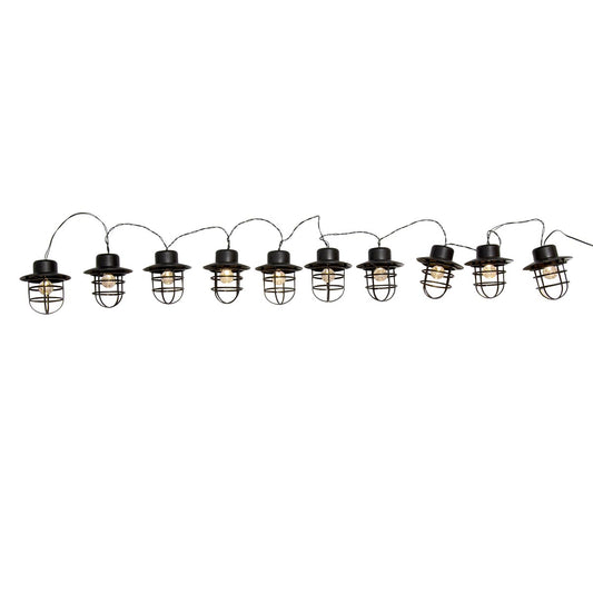 Guirlande lumineuse solaire abat jour style industriel 10 ampoules rondes LED blanc chaud DETROIT 4m - REDDECO.com