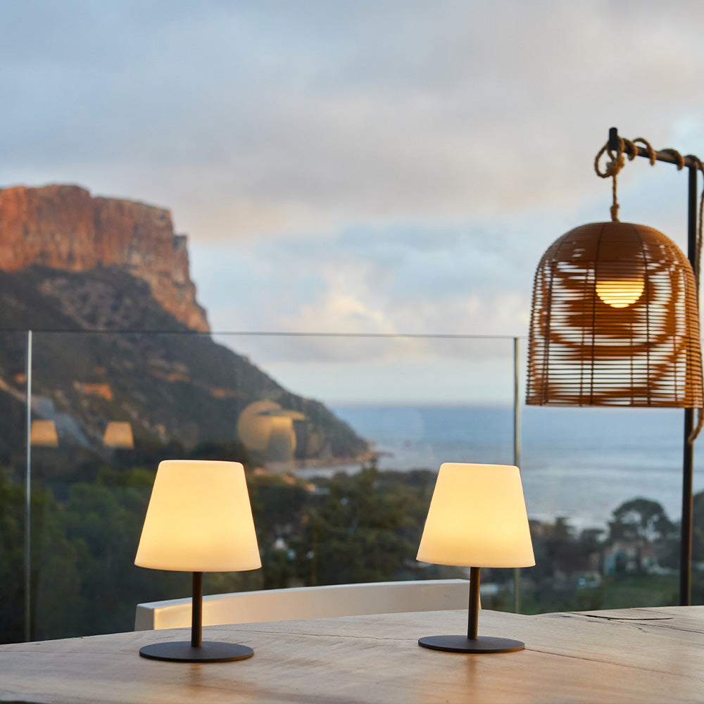 Pack of 2 Table lamps wireless gray steel foot LED warm white/white dimmable TWINS H16cm