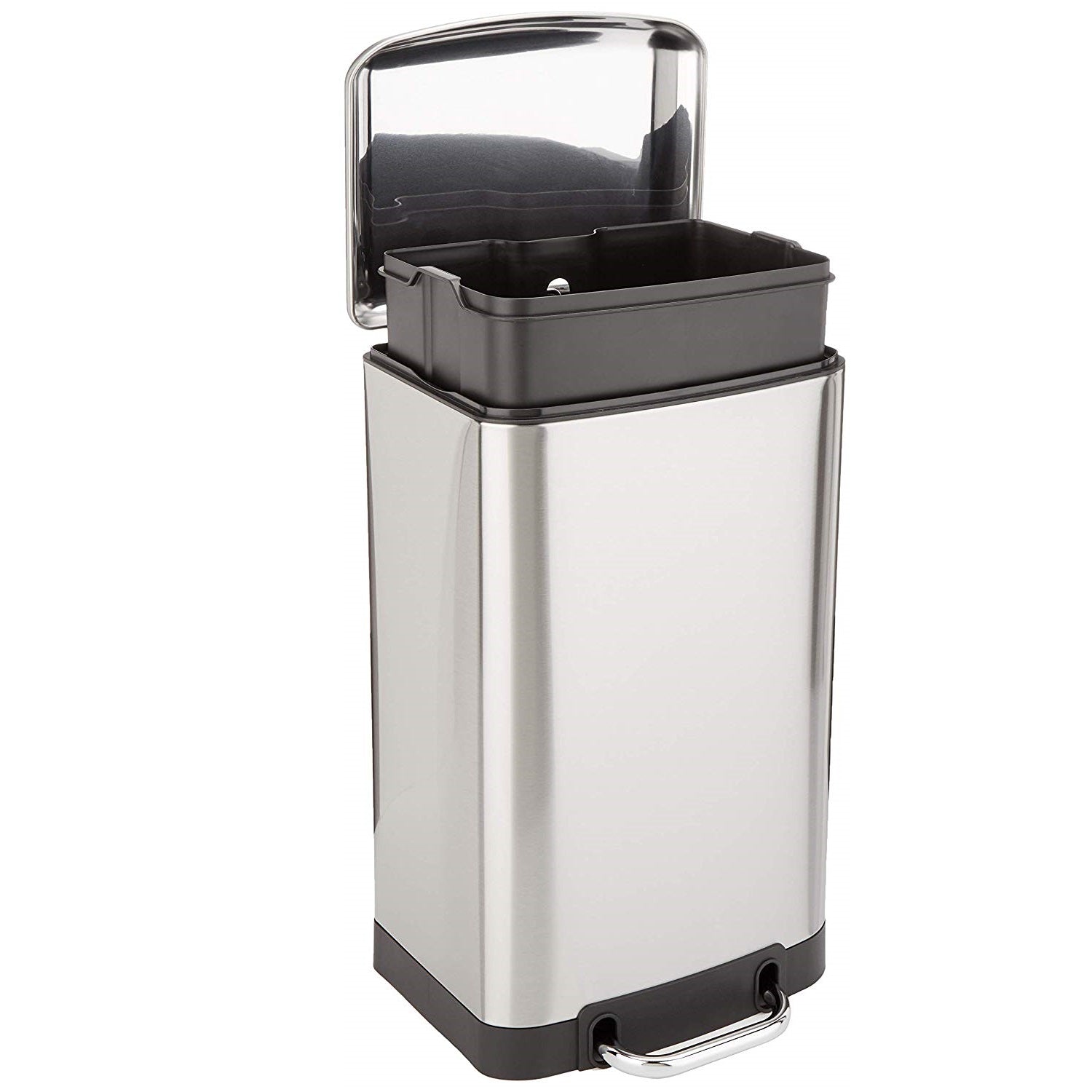 Poubelle de cuisine à pédale 30L Design GREENWICH en acier Inox avec seau couvercle bombé - REDDECO.com
