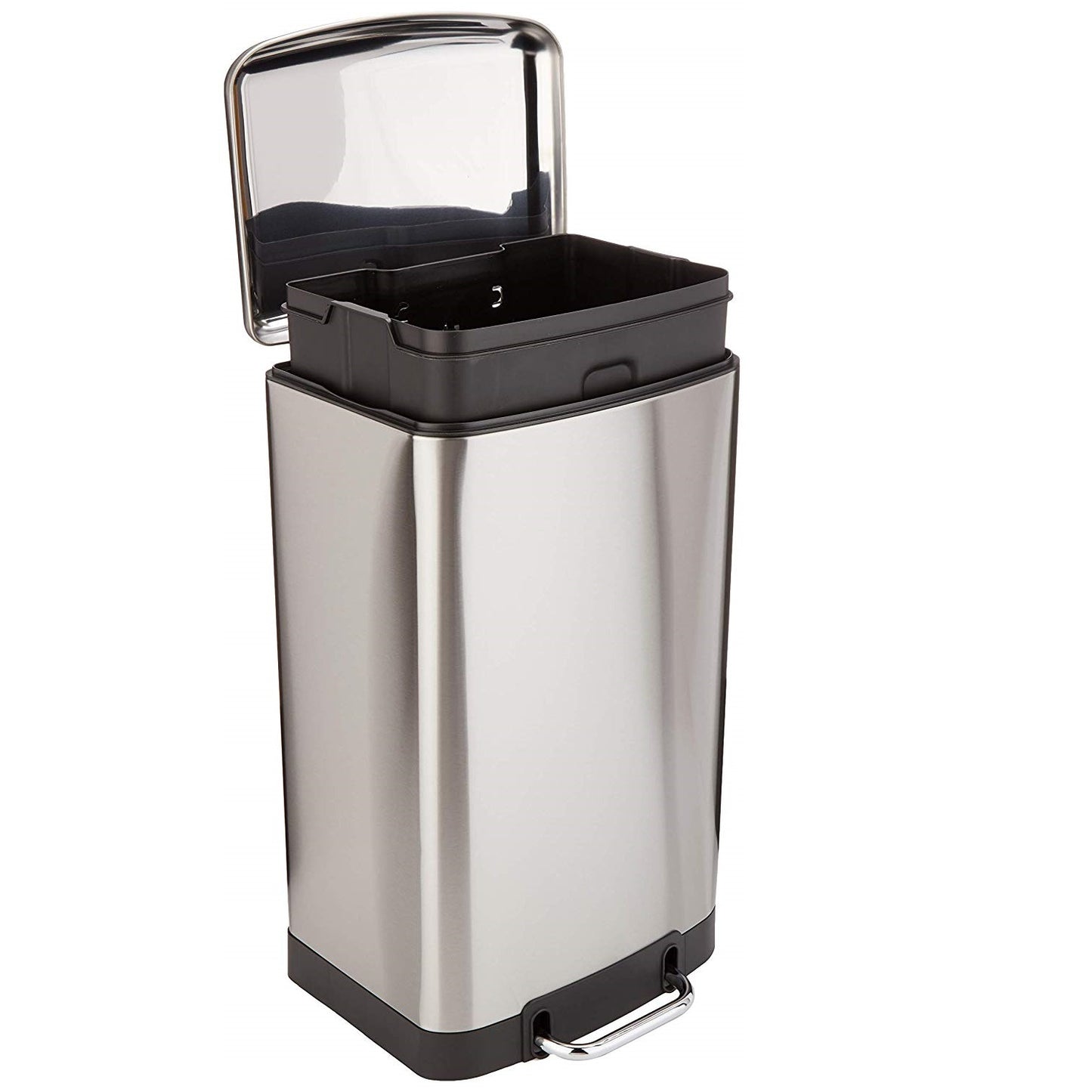 Poubelle de cuisine à pédale 40L Design GREENWICH en acier Inox avec seau couvercle bombé - REDDECO.com