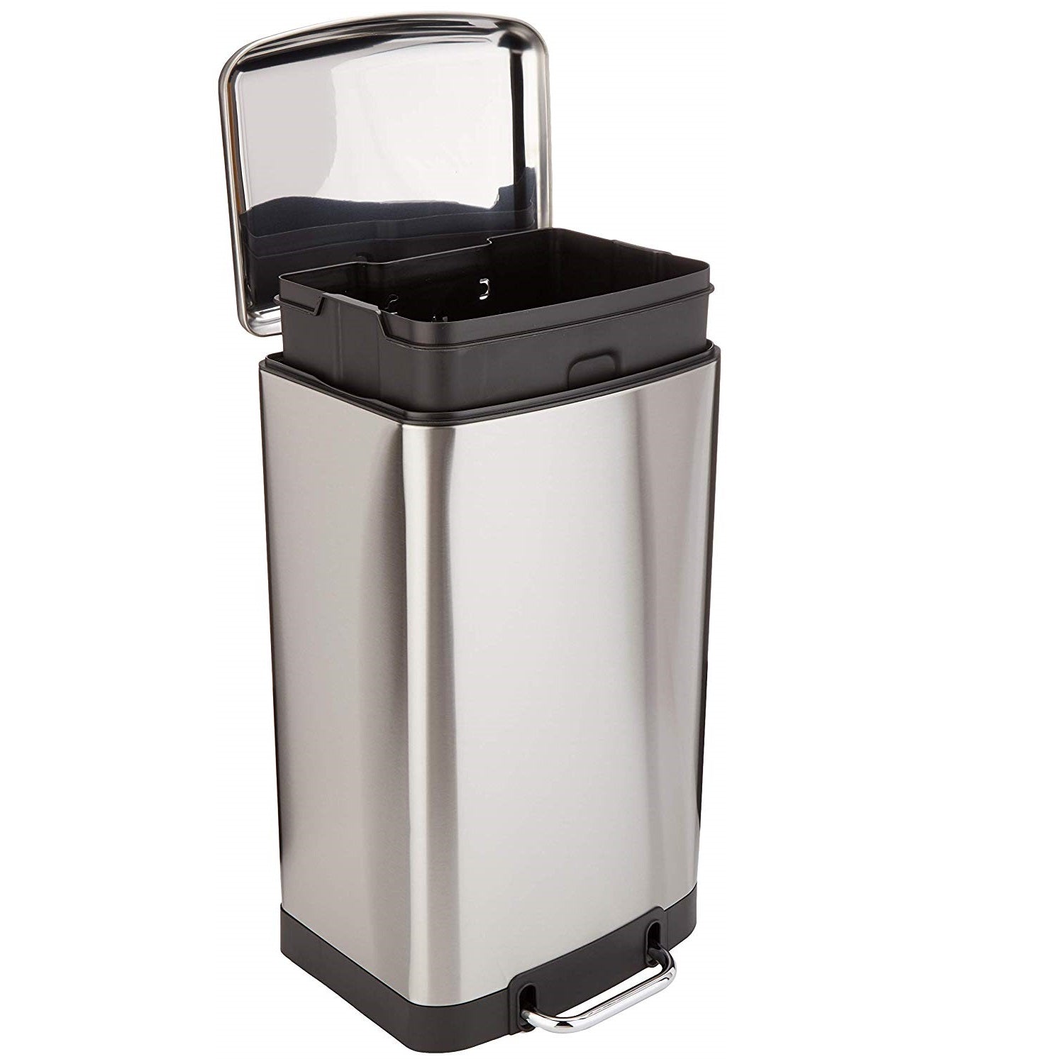 Poubelle de cuisine à pédale 40L Design GREENWICH en acier Inox avec seau couvercle bombé - REDDECO.com