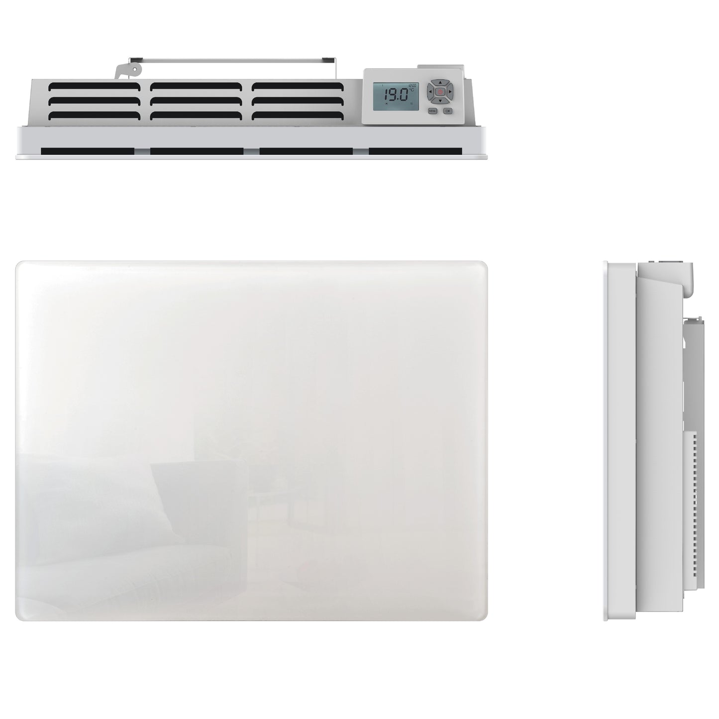 Electric radiator with dry inertia CERAMIC block + GLASS facade LCD screen 1000W GLASS Standard NF