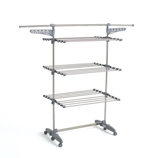 Séchoir à linge étendoir multifonction 25M EXTRA 3 niveaux Gris et Inox - REDDECO.com