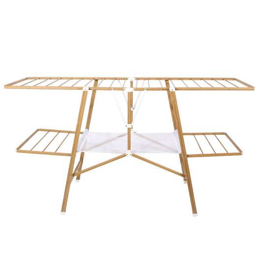 NAIROBI 20M Multifunction Clothes Drying Rack Foldable Clothesline Wood Color