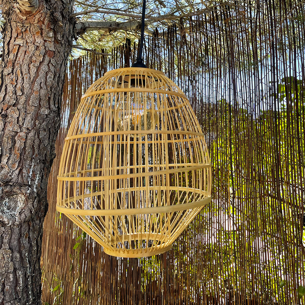 Suspension sur secteur pour l'extérieur MYKONOS OUTDOOR CABLE en rotin naturel style bohème 5m de longueur de câble