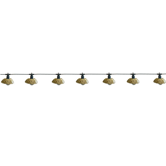 Guirlande lumineuse extérieur 10 globes transparents abat jour en polyrotin LED blanc chaud COTTAGE 5.70m