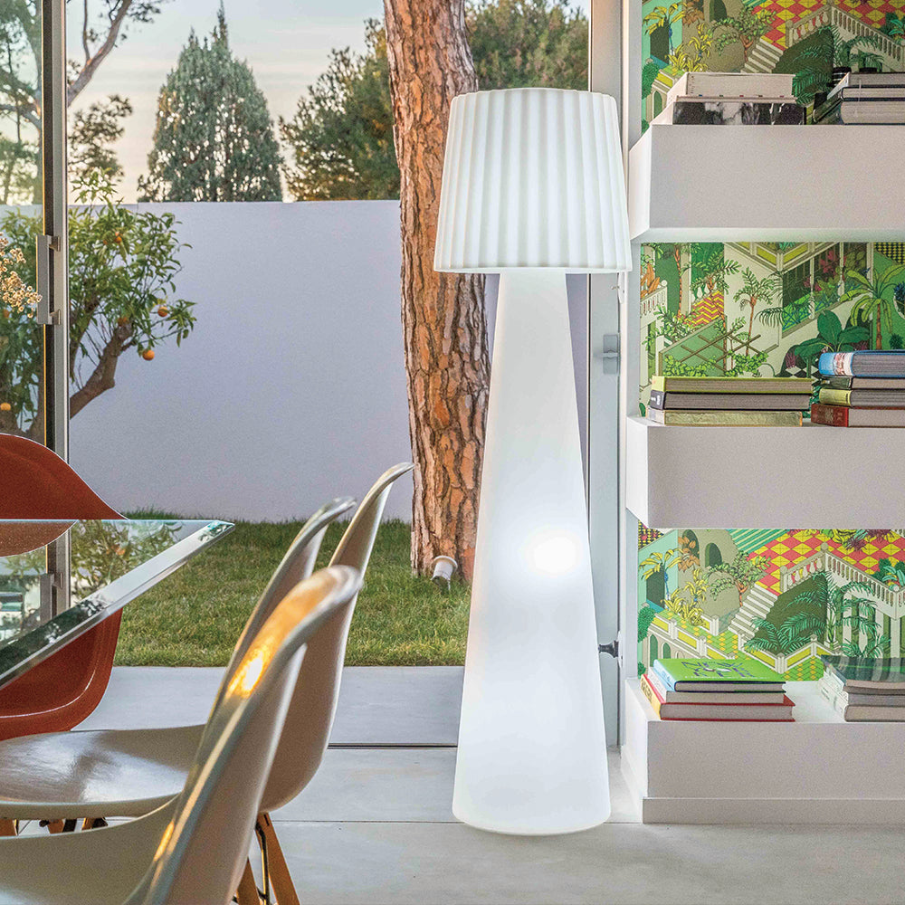 Design light floor lamp wired wavy shade for outdoor powerful white LED lighting LADY H110cm E27 base