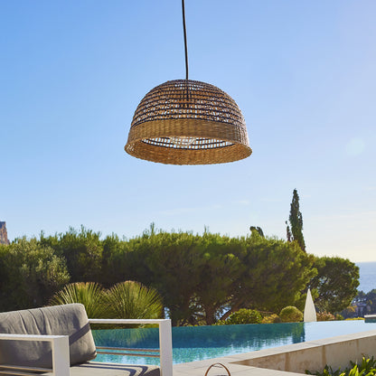 CESARE OUTDOOR CABLE mains-powered pendant lamp in bohemian style braided marine grass 5m cable length