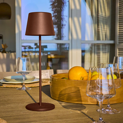 KELLY VINTAGE H38cm table lamp touch wireless aluminum brown white LED dimmable