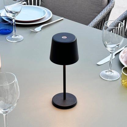 Mini lampe de table touch sans fil en aluminium noir LED KELLY MINI BLACK blanc dimmable H22cm