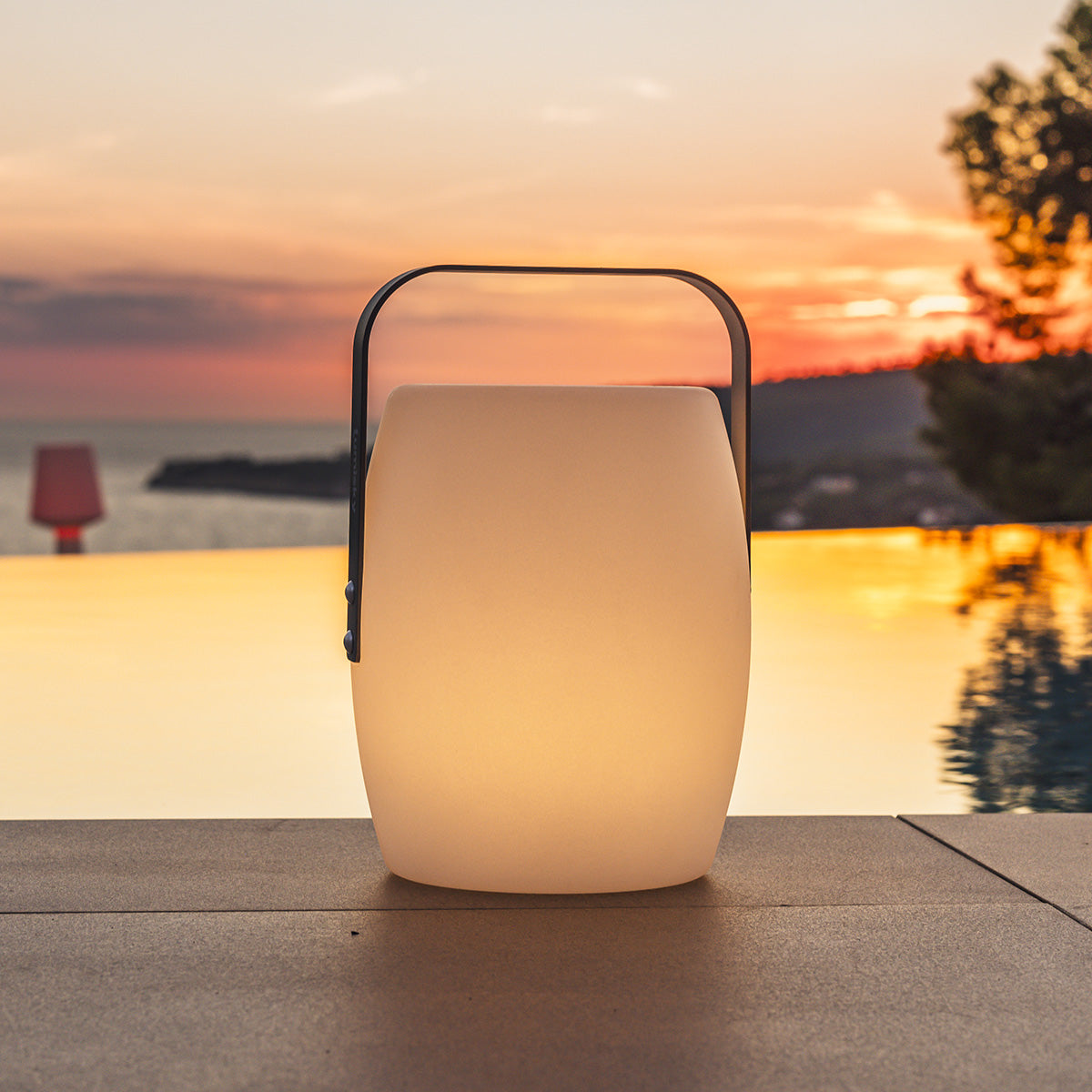 Wireless lantern aluminum handle warm white/white LED dimmable LUCY ROCK H31cm