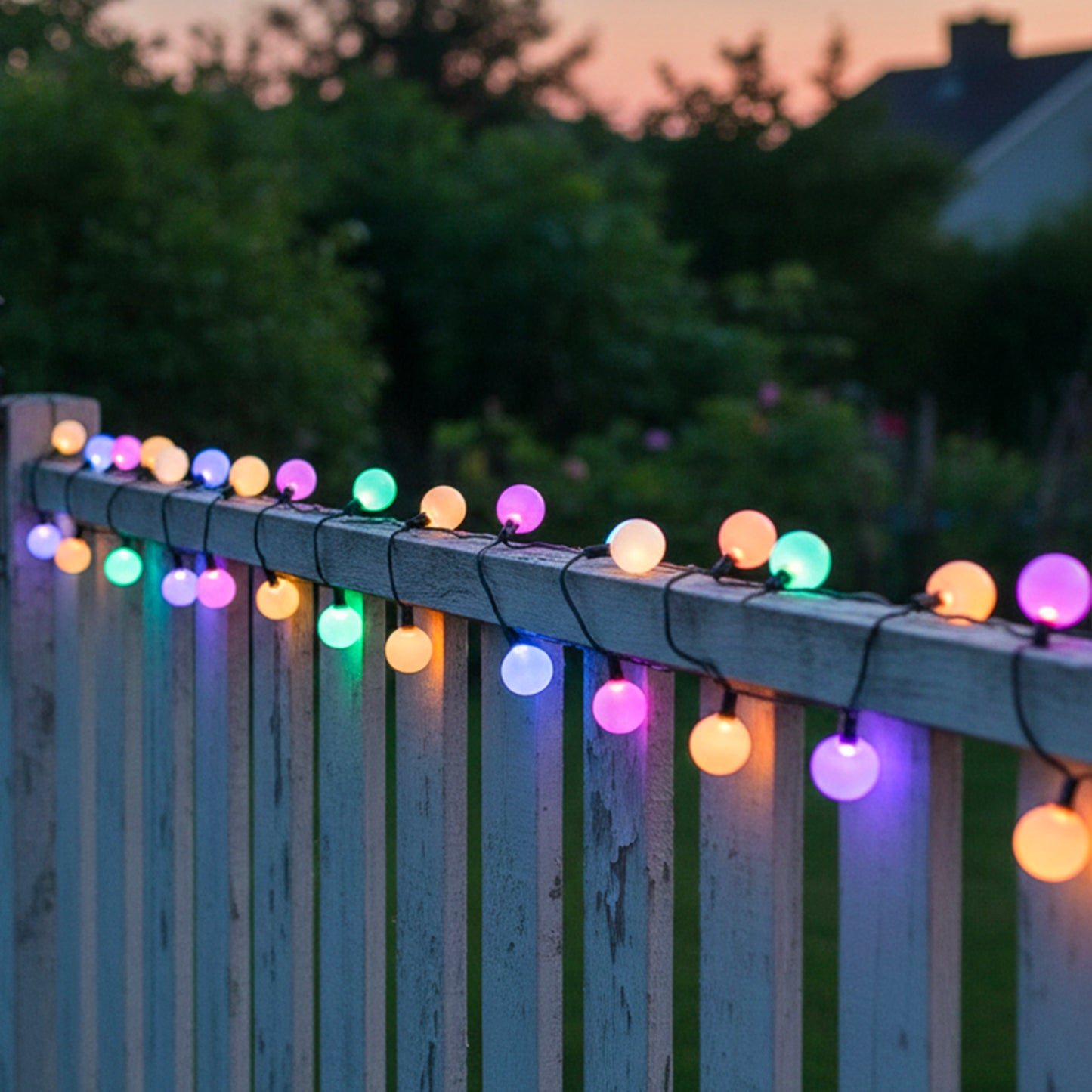 Lot de 2 guirlandes lumineuses solaires 100 ampoules rondes multicolores LED BILLY RGB 10,90m