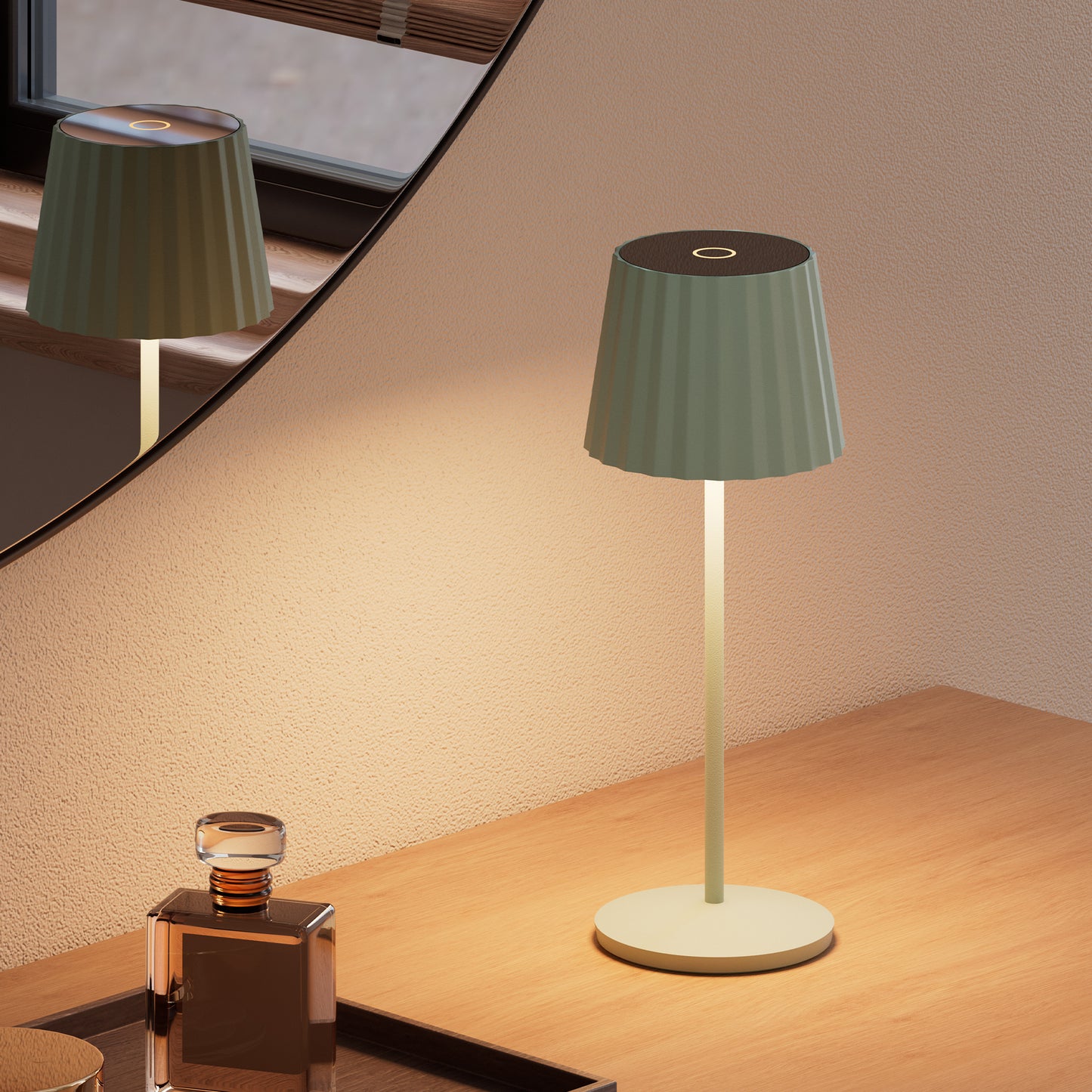 Wireless warm white LED table lamp ABBY BLACK H30cm