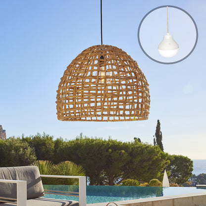 Suspension AMADEO NOMAD en jacinthe d'eau naturelle style bohème avec ampoule LED nomade