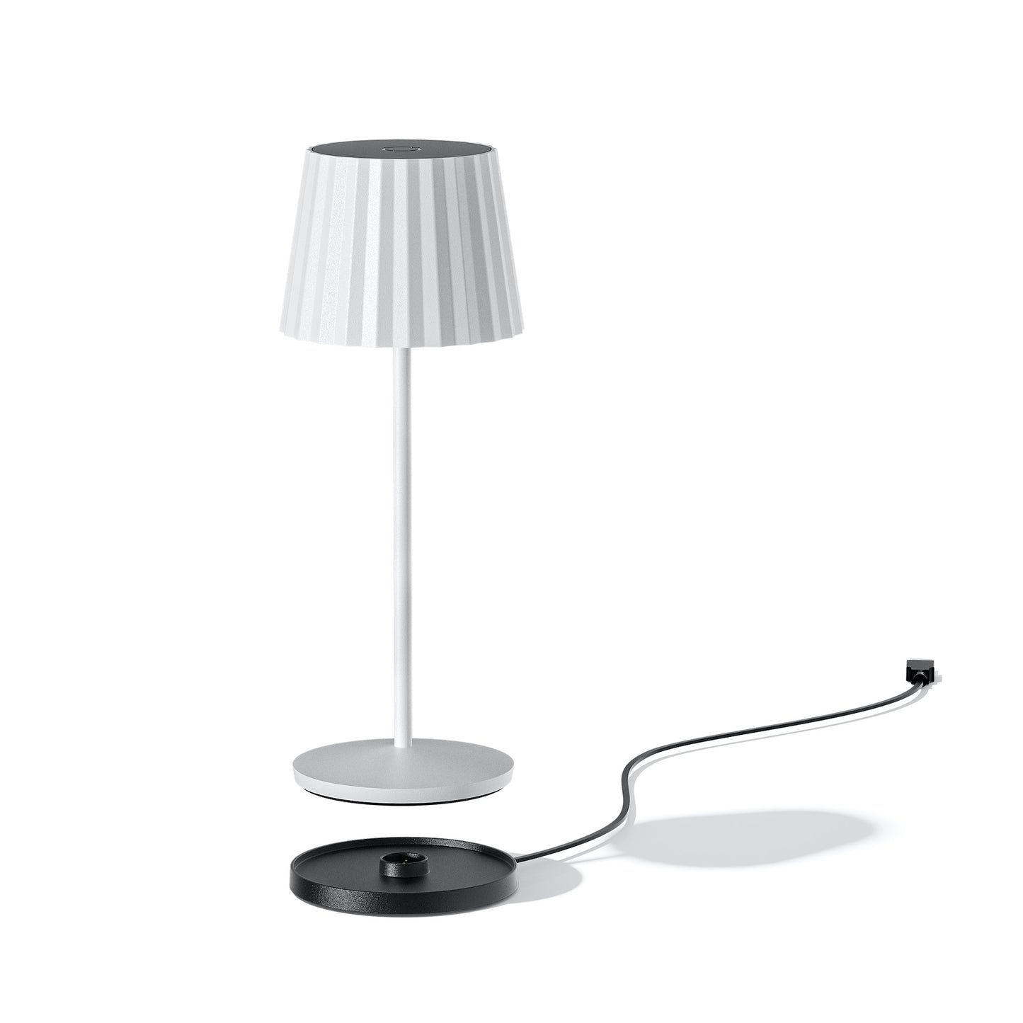 Wireless warm white LED table lamp ABBY WHITE H30cm