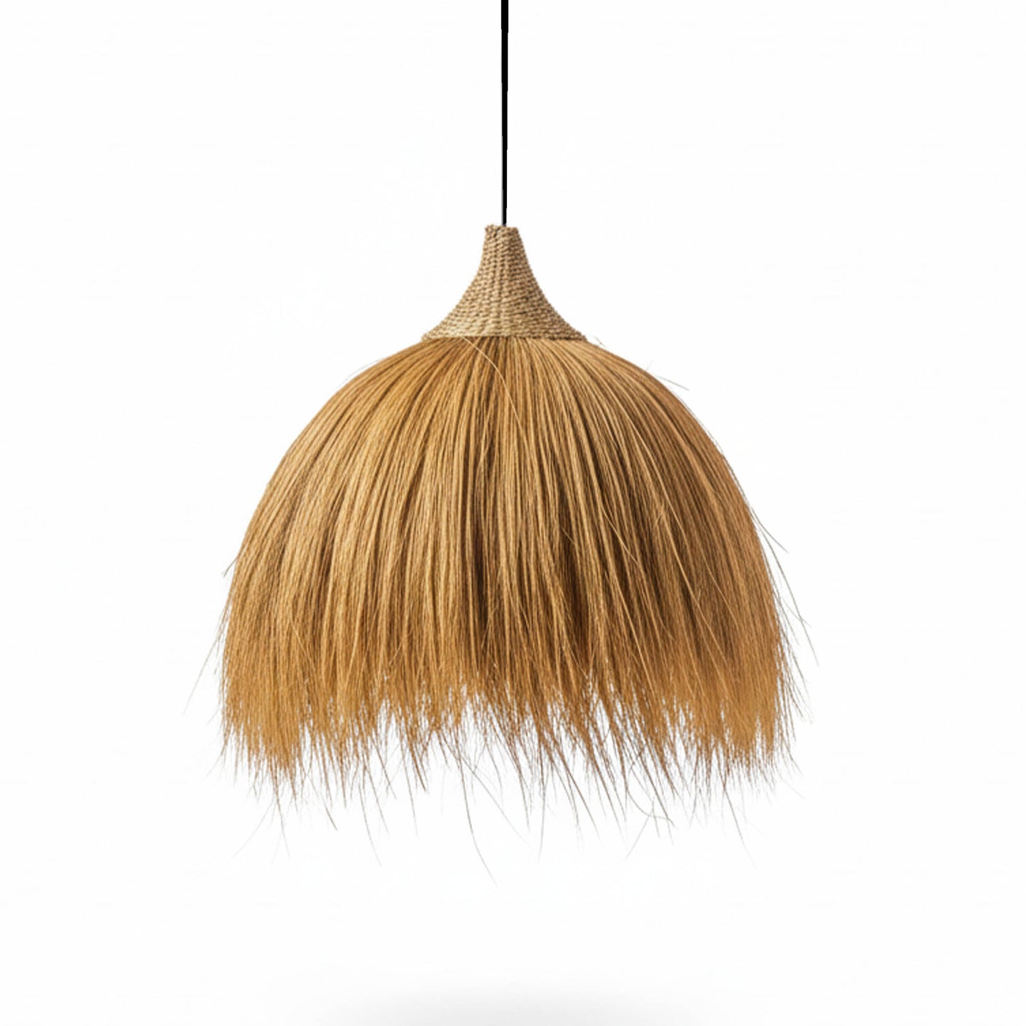 Abat jour naturel MASAI en herbe de rayung style bohème H40cm pour monture électrique E27