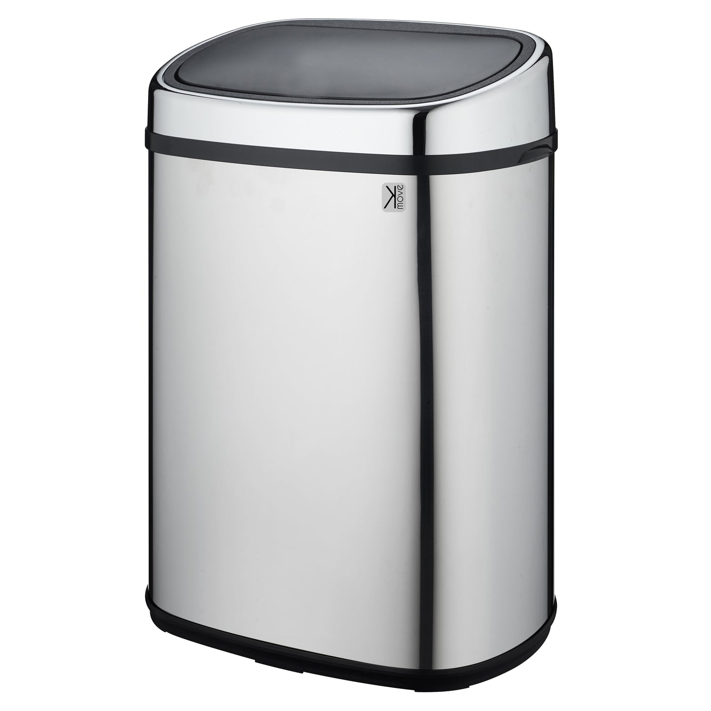 CITY push kitchen bin 50L in stainless steel with strapping Opening by simple pressure