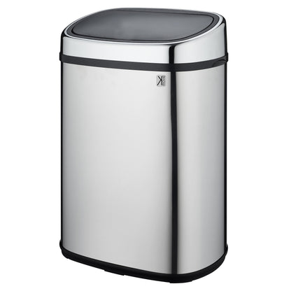 CITY push kitchen bin 50L in stainless steel with strapping Opening by simple pressure