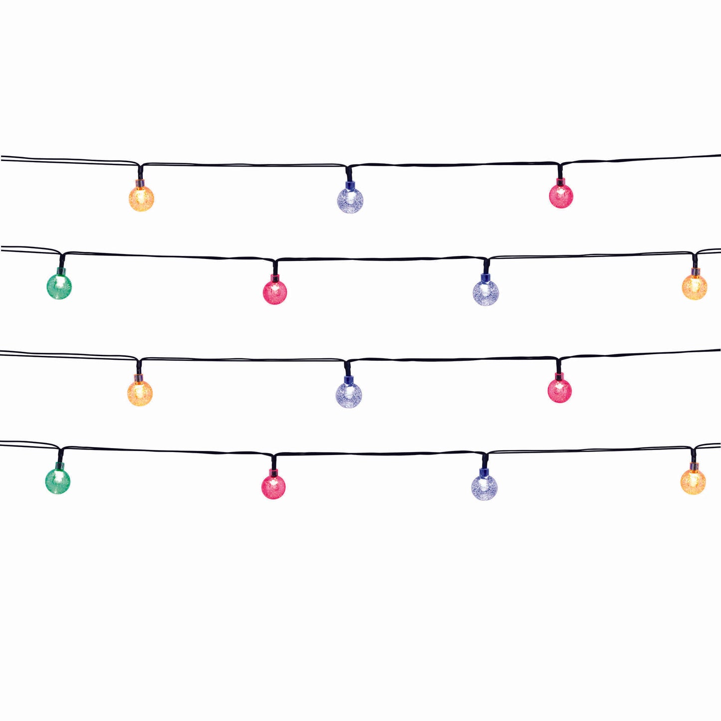 Lot de 2 guirlandes lumineuses solaires 20 globes scintillants LED multicolore FESTY COLOR 5.80m