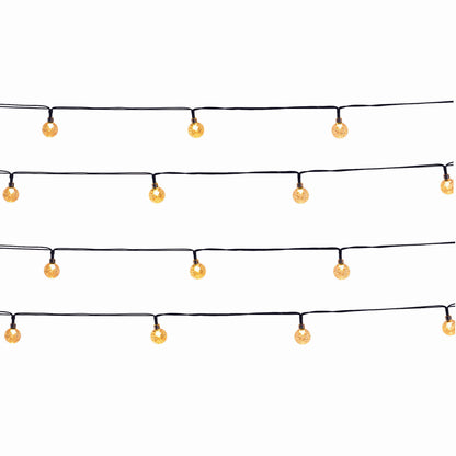 Lot de 2 guirlandes lumineuses solaires 20 globes scintillants LED blanc chaud FESTY WHITE 5.80m