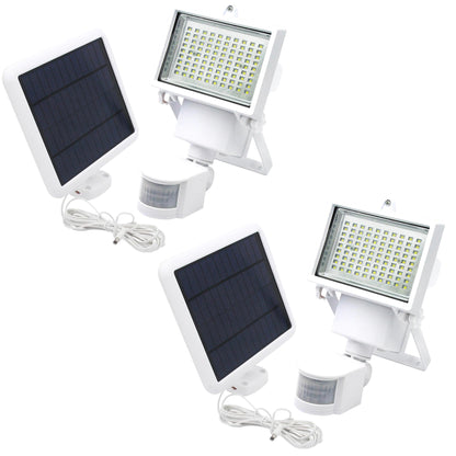 Lot de 2 projecteurs solaires blanc éclairage puissant panneau solaire déporté LED blanc COOPER WHITE H22cm avec détecteur de mouvement orientable