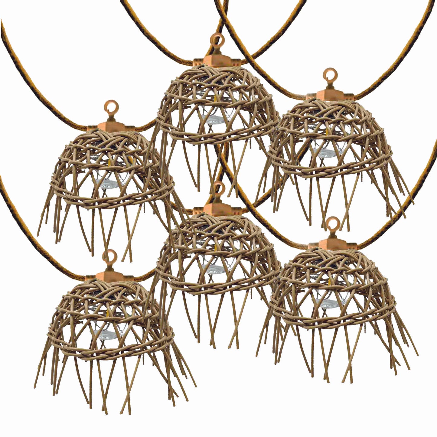 Guirlande lumineuse solaire et sur secteur raccordable en corde 20 ampoules transparentes LED blanc chaud dimmable MINI HAWAI LIGHT HYBRID 13m