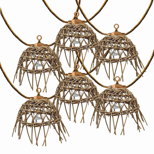 Guirlande lumineuse solaire et sur secteur raccordable en corde 20 ampoules transparentes LED blanc chaud dimmable MINI HAWAI LIGHT HYBRID 13m