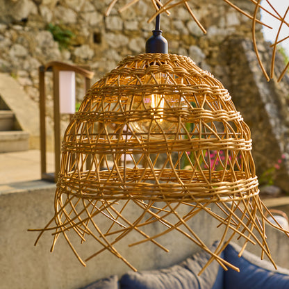 Lot de 2 suspensions sur secteur pour l'extérieur 2X HAWAII LONG OUTDOOR CABLE en poly rotin style bohème 5m de longueur de câble