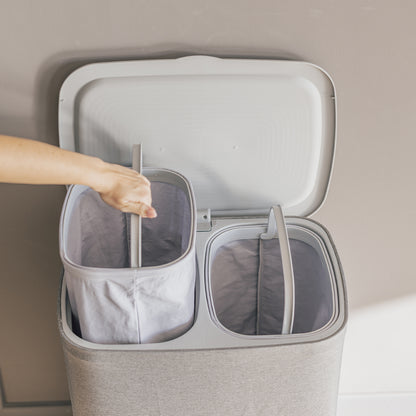 Panier à linge en tissu grande capacité 90 litres avec séparation, 2 sacs de lavage amovibles avec couvercle Modèle SVEN