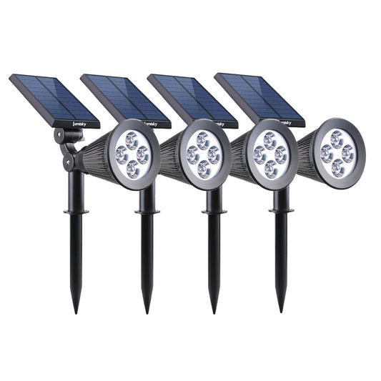 Set of 2 solar spotlights 2in1 to prick or fix powerful lighting dimmable white LED SPIKY H42cm