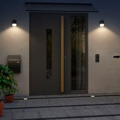 Solar spotlight stainless steel wall light powerful white LED lighting DERBY H16cm with motion sensor 3 modes