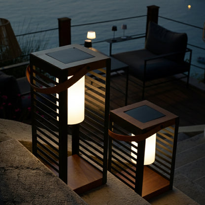 Lanterne solaire décorative avec base LED solaire rechargeable LED blanc chaud FERIAN SMALL H35cm